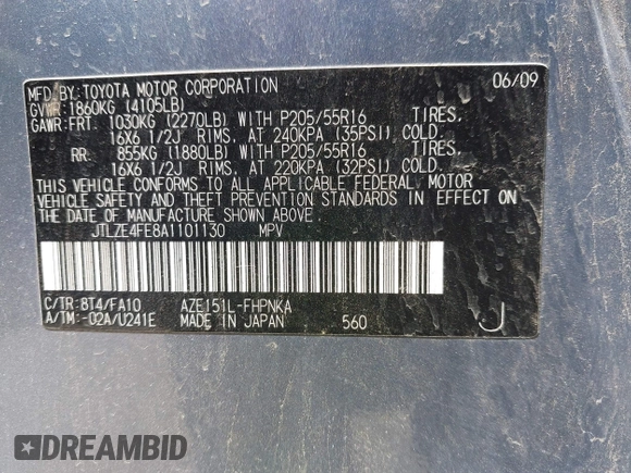 2010 Scion xB z VIN JTLZE4FE8A1101130, wystawiony jako IAAI lot #42008392 z przebiegiem 186 721 mil mil oraz . Historia ofert i sprzedaży dostępna na DreamBid. Obrazek 9.