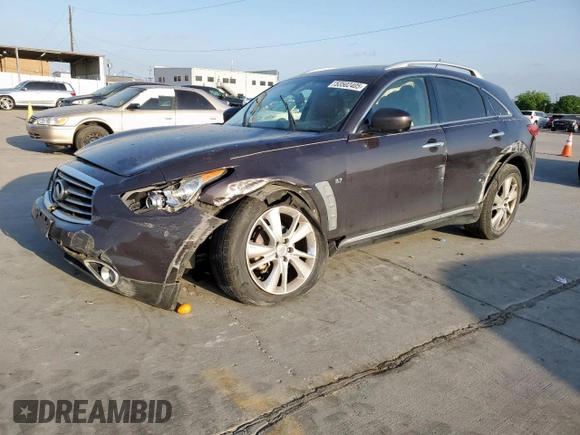 2015 Infiniti QX70 with VIN JN8CS1MU1FM381938, listed as a Copart auction lot 53502405 with Not provided miles and Salvage title. Bid and sale history available at DreamBid. Image 1.
