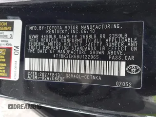 2011 Toyota Camry LE with VIN 4T1BK3EK6BU122965, listed as a IAAI auction lot 41311299 with 54,586 mi miles. Bid and sale history available at carsss.com. Image 9.