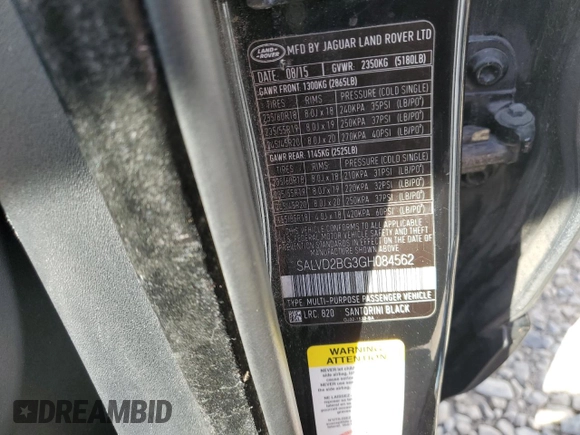 2016 Land Rover Range Rover Evoque HSE Dynamic z VIN SALVD2BG3GH084562, wystawiony jako Copart lot #66993774 z przebiegiem 93 592 mil mil oraz Szkoda całkowita • Salvage title. Historia ofert i sprzedaży dostępna na DreamBid. Obrazek 12.