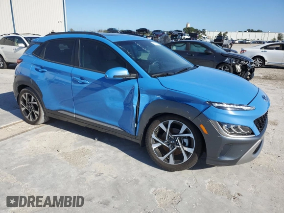 2022 Hyundai Kona Limited with VIN KM8K53A39NU808900, listed as a Copart auction lot 81210963 with 28,021 mi miles and Non repairable. Bid and sale history available at DreamBid. Image 4.