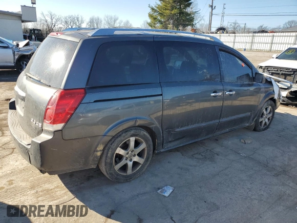 2007 Nissan Quest S with VIN 5N1BV28U67N136073, listed as a Copart auction lot 42608225 with 0 mi miles and Salvage Title. Bid and sale history available at carsss.com. Image 3.