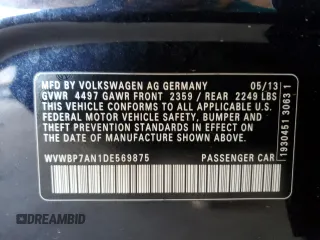 2013 Volkswagen CC Sport with VIN WVWBP7AN1DE569875, listed as a Copart auction lot 88938505 with 157,382 mi miles and Clean Title. Bid and sale history available at carsss.com. Image 12.