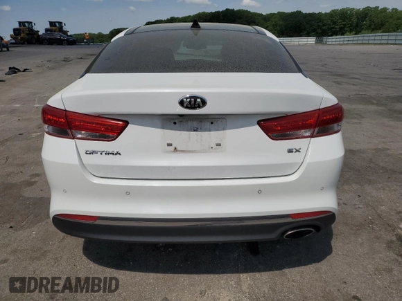 2017 Kia Optima EX with VIN 5XXGU4L36HG169692, listed as a Copart auction lot 57437784 with 87,743 mi miles and Salvage Title. Bid and sale history available at carsss.com. Image 6.