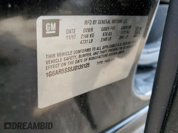 2018 Cadillac CTS Luxury RWD z VIN 1G6AR5SS8J0139125, wystawiony jako Copart lot #54339125 z przebiegiem 46 948 mil mil oraz Szkoda całkowita • Salvage title. Historia ofert i sprzedaży dostępna na DreamBid. Obrazek 13.