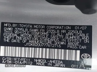 2007 Toyota Prius with VIN JTDKB20U777612716, listed as a IAAI auction lot 42783341 with 129,702 mi miles and . Bid and sale history available at DreamBid. Image 9.