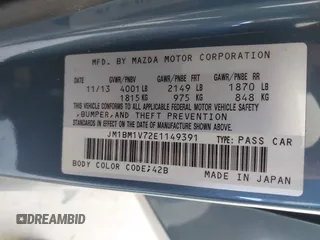 2014 Mazda 3 i Touring with VIN JM1BM1V72E1149391, listed as a IAAI auction lot 42056873 with 147,363 mi miles and . Bid and sale history available at DreamBid. Image 9.