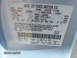 2008 Ford Escape Hybrid with VIN 1FMCU49H58KB75230, listed as a IAAI auction lot 41925742 with 204,861 mi miles and . Bid and sale history available at DreamBid. Image 9.