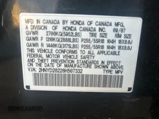 2008 Acura MDX with VIN 2HNYD28228H507332, listed as a Copart auction lot 54994765 with 221,948 mi miles and Salvage Title. Bid and sale history available at carsss.com. Image 10.