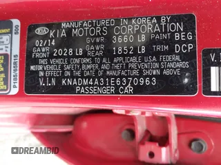 2014 Kia Rio LX with VIN KNADM4A31E6370963, listed as a IAAI auction lot 41720980 with 112,551 mi miles and . Bid and sale history available at DreamBid. Image 9.