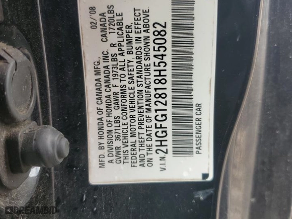 2008 Honda Civic Cpe EX with VIN 2HGFG12818H545082, listed as a Copart auction lot 88883845 with 210,203 mi miles and Salvage Title. Bid and sale history available at carsss.com. Image 14.