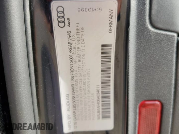 2019 Audi S4 Premium Plus with VIN WAUB4AF40KA034611, listed as a Copart auction lot 75869594 with 57,580 mi miles and Clean Title. Bid and sale history available at carsss.com. Image 12.