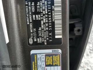 2015 Kia Optima EX with VIN 5XXGN4A7XFG360340, listed as a Copart auction lot 53331375 with 217,331 mi miles and Salvage Title. Bid and sale history available at carsss.com. Image 13.