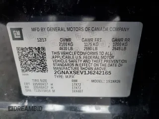 2018 Chevrolet Equinox LT with VIN 2GNAXSEV1J6242165, listed as a Copart auction lot 48318365 with 126,079 mi miles and Non Repairable. Bid and sale history available at carsss.com. Image 14.