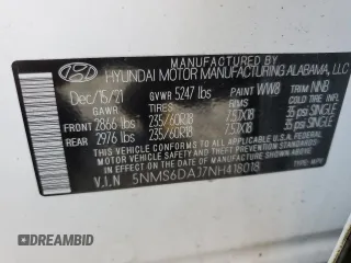 2022 Hyundai Santa Fe XRT with VIN 5NMS6DAJ7NH418018, listed as a Copart auction lot 47317835 with 18,938 mi miles and Salvage Title. Bid and sale history available at carsss.com. Image 15.