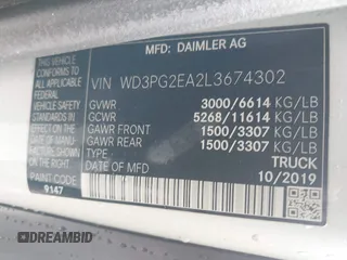 2020 Mercedes-Benz Metris Cargo with VIN WD3PG2EA2L3674302, listed as a IAAI auction lot 41482827 with 116,502 mi miles. Bid and sale history available at carsss.com. Image 9.