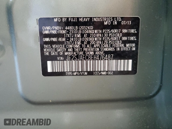 2014 Subaru Forester 2.5i Premium with VIN JF2SJAEC8EH476487, listed as a Copart auction lot 53958215 with 146,528 mi miles and Salvage Title. Bid and sale history available at carsss.com. Image 13.
