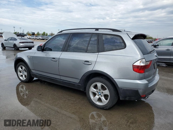 2008 BMW X3 3.0si with VIN WBXPC93428WJ22198, listed as a Copart auction lot 53187665 with 196,084 mi miles and Salvage Title. Bid and sale history available at DreamBid. Image 2.