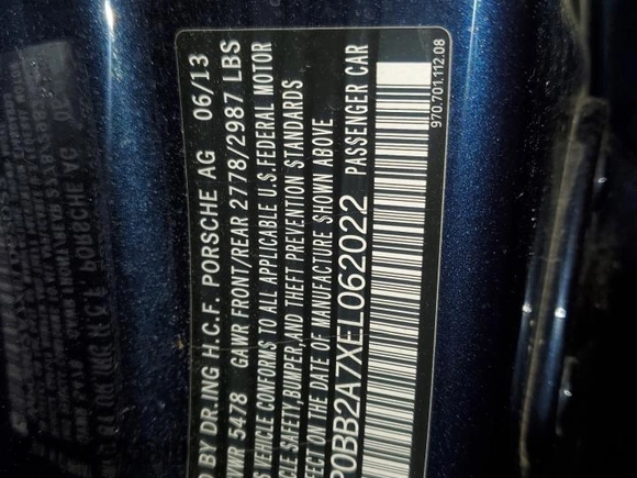 2014 Porsche Panamera 4S Executive with VIN WP0BB2A7XEL062022, listed as a Copart auction lot 52533055 with 66,192 mi miles and Salvage Title. Bid and sale history available at DreamBid. Image 12.