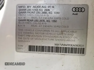 2014 Audi Q5 Prestige with VIN WA1VMAFP0EA080531, listed as a Copart auction lot 56994324 with 136,948 mi miles and Salvage title. Bid and sale history available at DreamBid. Image 12.