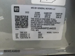 2023 Cadillac XT5 FWD Luxury z VIN 1GYKNAR4XPZ144533, wystawiony jako Copart lot #74734164 z przebiegiem Nie podano mil oraz Nie do naprawy • Non repairable. Historia ofert i sprzedaży dostępna na DreamBid. Obrazek 14.