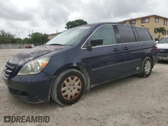 2007 Honda Odyssey LX with VIN 5FNRL382X7B054326, listed as a Copart auction lot 58912205 with 168,994 mi miles and Clean title. Bid and sale history available at DreamBid. Image 1.