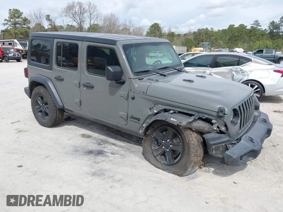 2021 Jeep Wrangler Unlimited Sport S with VIN 1C4HJXDG1MW594522, listed as a IAAI auction lot 41715891 with 88,821 mi miles. Bid and sale history available at carsss.com. Image 1.