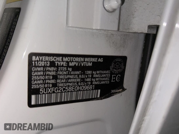 2014 BMW X6 xDrive35i with VIN 5UXFG2C58E0H09681, listed as a Copart auction lot 83922494 with 120,170 mi miles and Salvage Title. Bid and sale history available at carsss.com. Image 10.