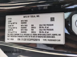 2023 Tesla Model 3 Performance z VIN 5YJ3E1ECXPF628019, wystawiony jako Copart lot #53554215 z przebiegiem 22 557 mil mil oraz Szkoda całkowita • Salvage title. Historia ofert i sprzedaży dostępna na DreamBid. Obrazek 12.