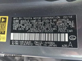 2014 Lexus CT 200h with VIN JTHKD5BH0E2182533, listed as a IAAI auction lot 42103643 with 139,236 mi miles and . Bid and sale history available at DreamBid. Image 9.