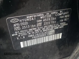 2020 Hyundai Sonata Hybrid Blue with VIN KMHL24JJ2LA010495, listed as a Copart auction lot 82210533 with 46,125 mi miles. Bid and sale history available at carsss.com. Image 12.