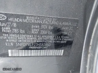 2018 Hyundai Elantra SE with VIN 5NPD74LF2JH382850, listed as a IAAI auction lot 41392884 with 49,154 mi miles. Bid and sale history available at carsss.com. Image 9.