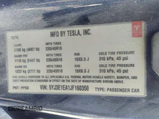 2018 Tesla Model 3 Long Range Battery with VIN 5YJ3E1EA1JF160350, listed as a IAAI auction lot 34606522 with 89,431 mi miles and . Bid and sale history available at DreamBid. Image 9.