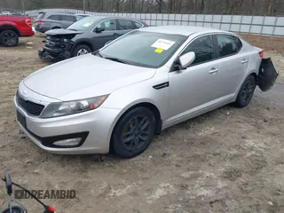 2013 Kia Optima LX with VIN KNAGM4A7XD5337481, listed as a IAAI auction lot 41195440 with 118,116 mi miles. Bid and sale history available at carsss.com. Image 2.