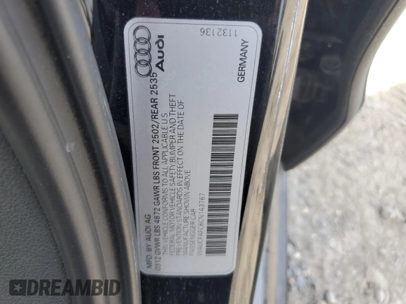 2012 Audi A6 2.0T Premium with VIN WAUCFAFC6CN143767, listed as a Copart auction lot 47147215 with 135,724 mi miles and Clean Title. Bid and sale history available at carsss.com. Image 12.