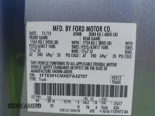 2014 Ford F-150 XL with VIN 1FTEW1CMXEFA32757, listed as a IAAI auction lot 41896026 with 250,978 mi miles. Bid and sale history available at carsss.com. Image 9.