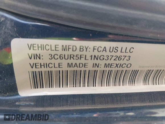 2022 Ram 2500 Laramie with VIN 3C6UR5FL1NG372673, listed as a IAAI auction lot 42247122 with 66,216 mi miles and . Bid and sale history available at DreamBid. Image 9.