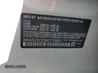 2021 BMW 8 Series 840i z VIN WBAGV2C03MCF18891, wystawiony jako Copart lot #48366235 z przebiegiem Nie podano mil oraz Nie do naprawy. Historia ofert i sprzedaży dostępna na DreamBid. Obrazek 12.