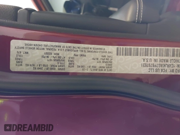 2023 Jeep Grand Cherokee Laredo с VIN 1C4RJKAG7P8797631, выставлен на аукционе IAAI как лот 41543708 с пробегом 22 444 миль миль и . История ставок и продаж доступна на DreamBid. Изображение 9.