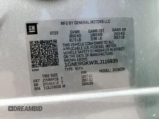 2020 Chevrolet Traverse LT Cloth with VIN 1GNERGKW3LJ116935, listed as a Copart auction lot 47106525 with 34,774 mi miles and Salvage Title. Bid and sale history available at carsss.com. Image 13.