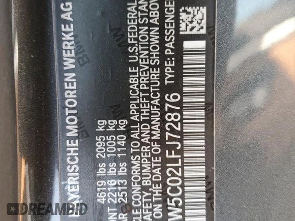2020 BMW 4 Series 430i xDrive with VIN WBA4W5C02LFJ72876, listed as a Copart auction lot 89111165 with 9,634 mi miles and Salvage title. Bid and sale history available at DreamBid. Image 12.