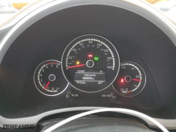2013 Volkswagen Beetle Convertible 2.0T with VIN 3VW7T7AT4DM822520, listed as a Copart auction lot 81507294 with 103,970 mi miles and Salvage Title. Bid and sale history available at carsss.com. Image 9.