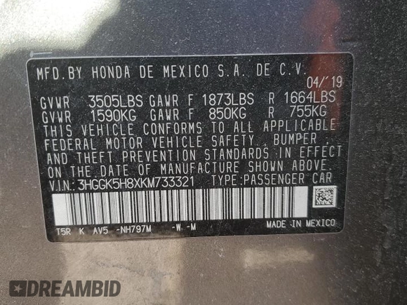 2019 Honda Fit EX with VIN 3HGGK5H8XKM733321, listed as a Copart auction lot 49821185 with 67,123 mi miles and Salvage title. Bid and sale history available at DreamBid. Image 14.