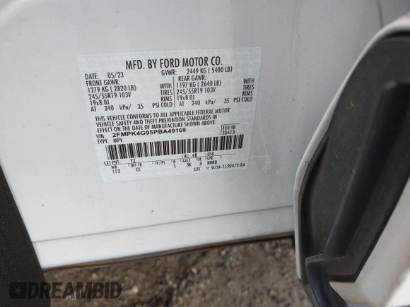 2023 Ford Edge SE z VIN 2FMPK4G95PBA49168, wystawiony jako IAAI lot #42403184 z przebiegiem 41 448 mil mil oraz . Historia ofert i sprzedaży dostępna na DreamBid. Obrazek 9.