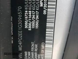 2016 Mercedes-Benz Metris Passenger with VIN WD4PG2EE1G3096570, listed as a Copart auction lot 41297463 with 68,542 mi miles and . Bid and sale history available at carsss.com. Image 14.