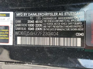 2007 Mercedes-Benz CLK 350 with VIN WDBTJ56H77F230404, listed as a Copart auction lot 65291925 with 128,021 mi miles and Salvage title. Bid and sale history available at DreamBid. Image 12.