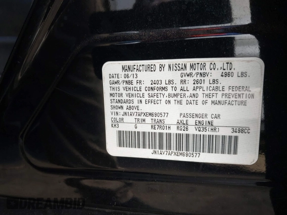 2014 Infiniti Q50 Hybrid Premium with VIN JN1AV7APXEM690577, listed as a IAAI auction lot 41493689 with 89,337 mi miles and . Bid and sale history available at DreamBid. Image 9.
