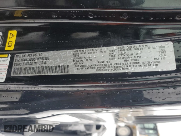 2023 Jeep Wrangler Sport z VIN 1C4HJXDG6PW597405, wystawiony jako Copart lot #88909255 z przebiegiem Nie podano mil oraz Szkoda całkowita • Salvage title. Historia ofert i sprzedaży dostępna na DreamBid. Obrazek 13.