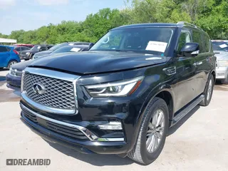 2018 Infiniti QX80 with VIN JN8AZ2NF4J9660983, listed as a IAAI auction lot 42063055 with 24,347 mi miles. Bid and sale history available at carsss.com. Image 2.