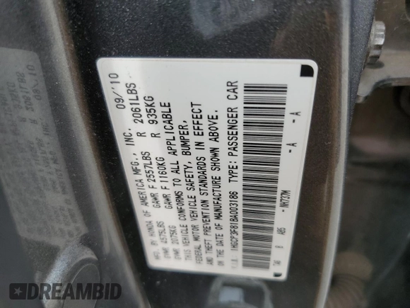 2011 Honda Accord EX-L z VIN 1HGCP3F81BA003186, wystawiony jako Copart lot #57966005 z przebiegiem 154 835 mil mil oraz Szkoda całkowita • Salvage title. Historia ofert i sprzedaży dostępna na DreamBid. Obrazek 13.